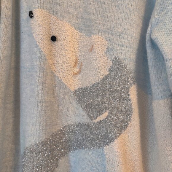 Lauren Conard Light Blue Polar Bear Sweater, Size XXL, New - Picture 2 of 3